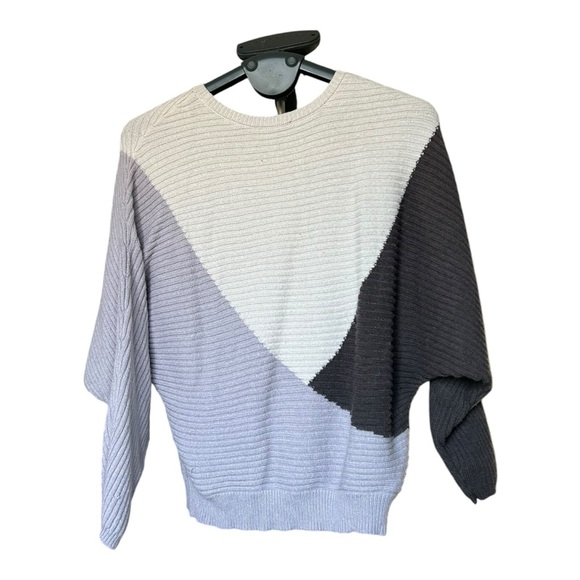 Express Color Block Ribbed Dolman Sleeve Sweater Purple White Size Small - Picture 5 of 7